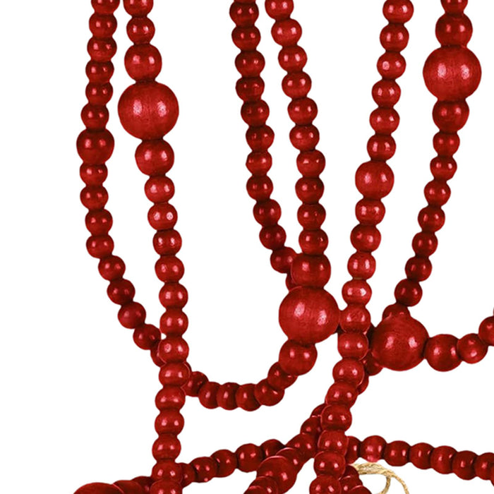 Crofta Wood Beads Garland Boho Beads Hanging Wooden Bead Wall Hanging Accent Red