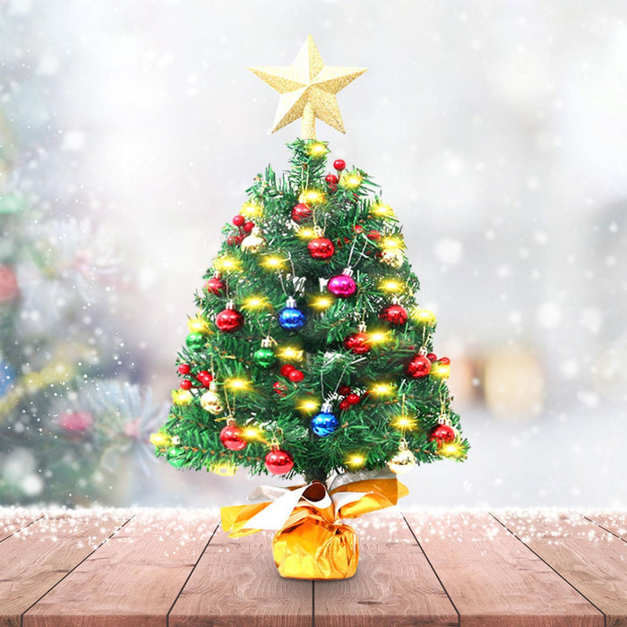 Crofta 1.48ft Mini Christmas Tree Small with Light for Bedroom Themed Party Counter Warm Light