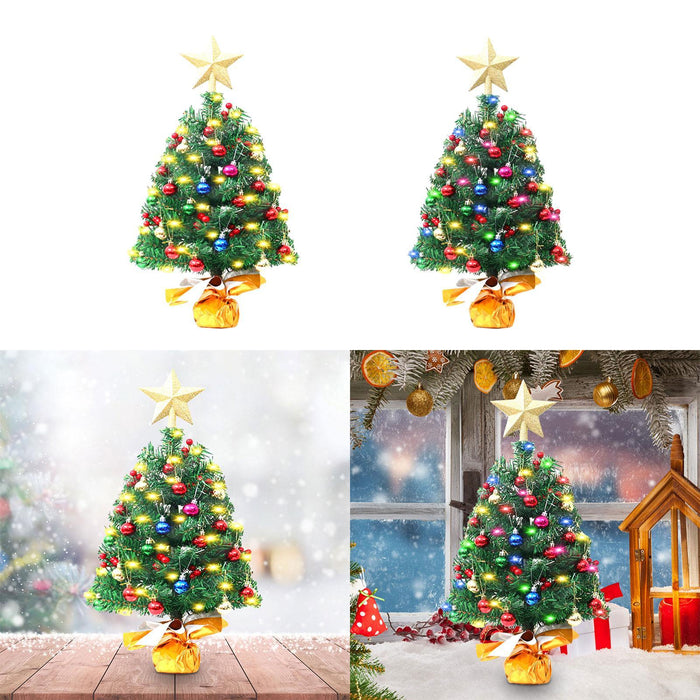 Crofta 1.48ft Mini Christmas Tree Small with Light for Bedroom Themed Party Counter Warm Light