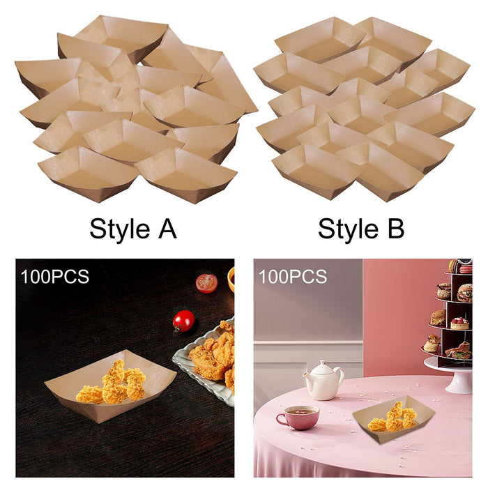 Crofta 100Pcs Kraft Paper Food Trays Container for Dessert Fruit Salad French Fries S