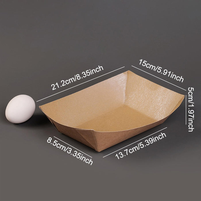 Crofta 100Pcs Kraft Paper Food Trays Container for Dessert Fruit Salad French Fries S