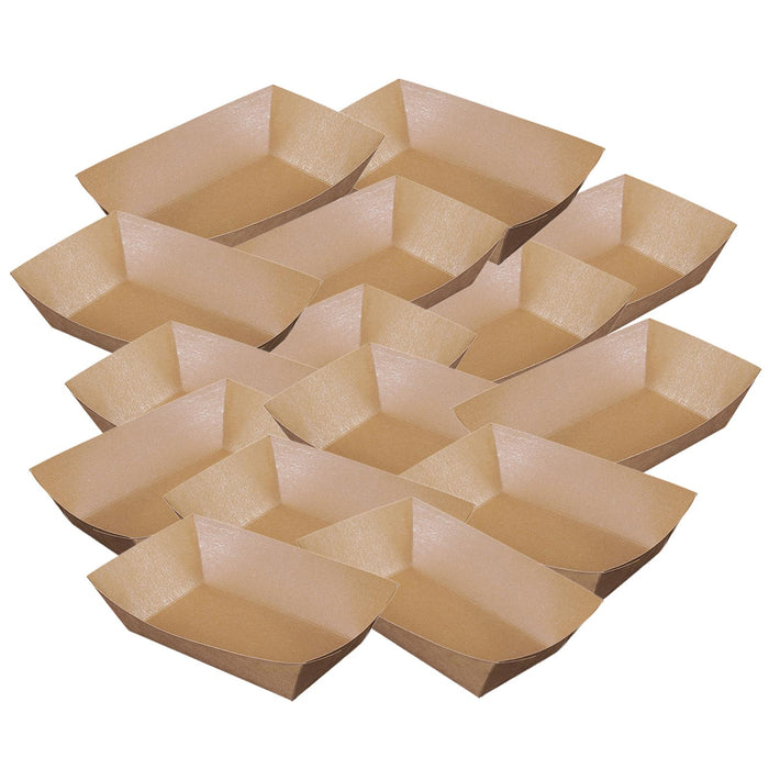 Crofta 100Pcs Kraft Paper Food Trays Container for Dessert Fruit Salad French Fries M