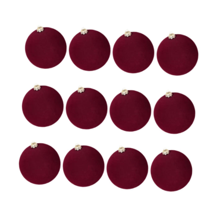 Crofta 12 Pieces Flocked Christmas Ball Ornaments Christmas Decorationsshatterproof All Burgundy