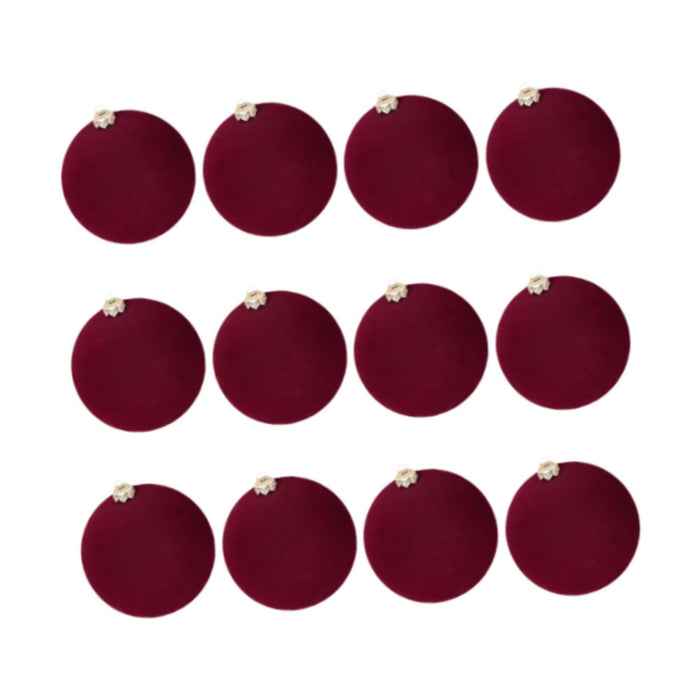 Crofta 12 Pieces Flocked Christmas Ball Ornaments Christmas Decorationsshatterproof All Burgundy