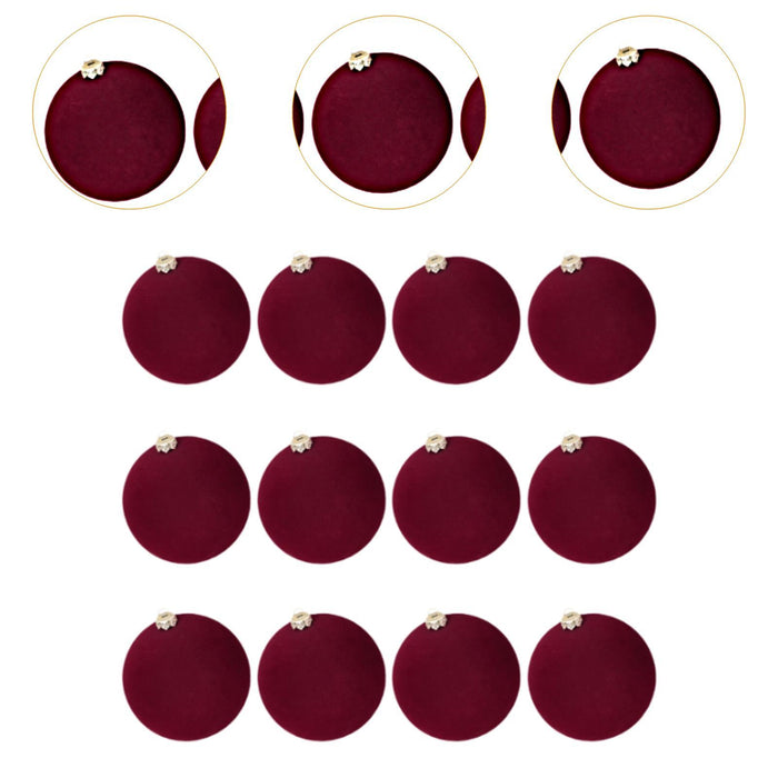 Crofta 12 Pieces Flocked Christmas Ball Ornaments Christmas Decorationsshatterproof All Burgundy