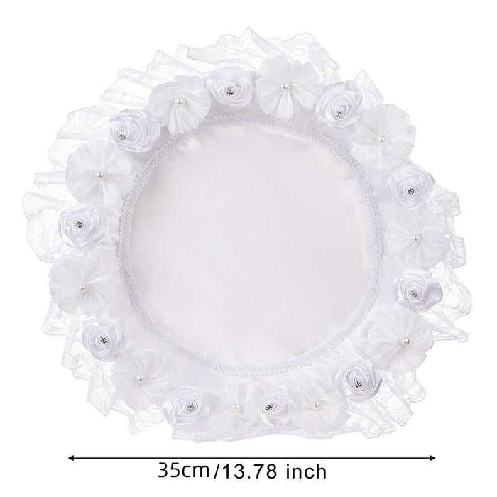 Crofta Wedding White Lace Trimmed Serving Tray Desk Serving Platter for Party Favor