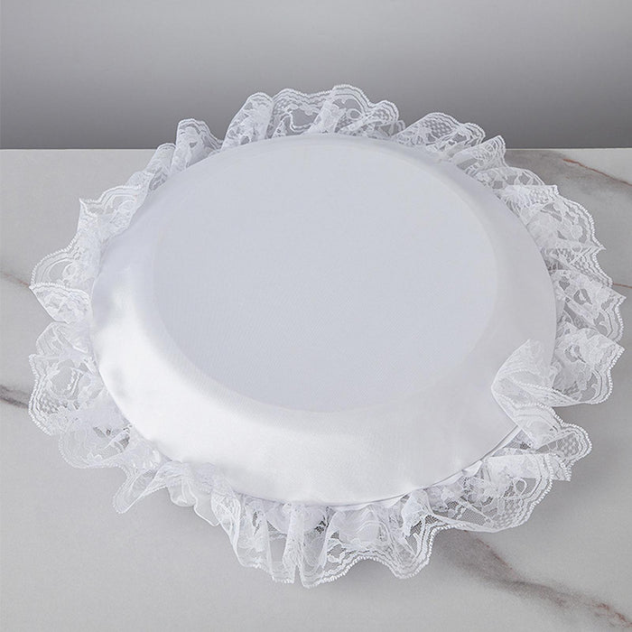 Crofta Wedding White Lace Trimmed Serving Tray Desk Serving Platter for Party Favor