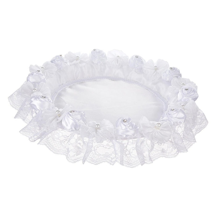 Crofta Wedding White Lace Trimmed Serving Tray Desk Serving Platter for Party Favor