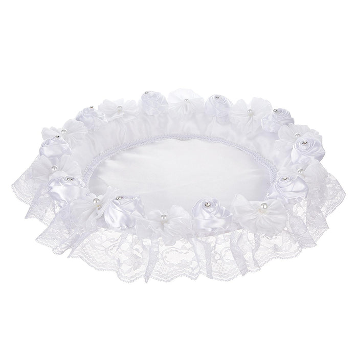 Crofta Wedding White Lace Trimmed Serving Tray Desk Serving Platter for Party Favor