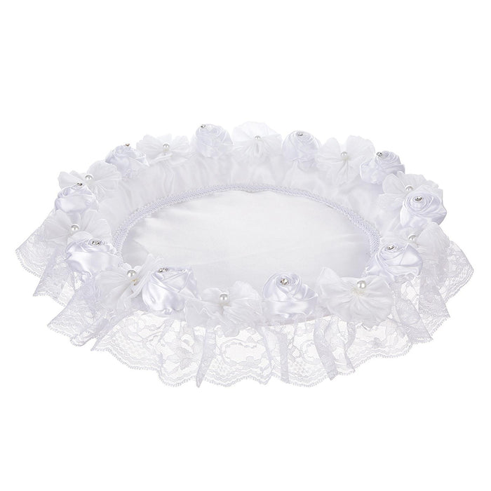 Crofta Wedding White Lace Trimmed Serving Tray Desk Serving Platter for Party Favor