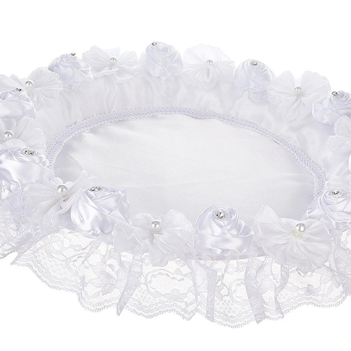 Crofta Wedding White Lace Trimmed Serving Tray Desk Serving Platter for Party Favor