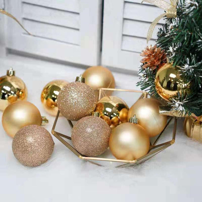 Crofta 12Pcs Christmas Ball Ornaments 8cm DIY with Hanging String Hanging Ornaments Gold