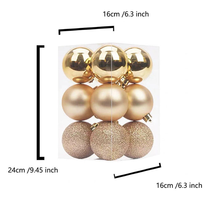 Crofta 12Pcs Christmas Ball Ornaments 8cm DIY with Hanging String Hanging Ornaments Gold