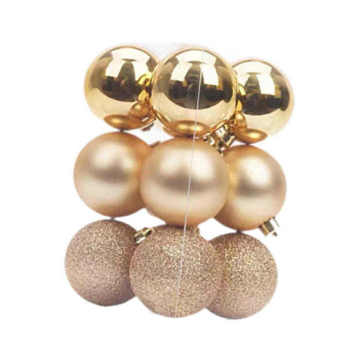 Crofta 12Pcs Christmas Ball Ornaments 8cm DIY with Hanging String Hanging Ornaments Gold