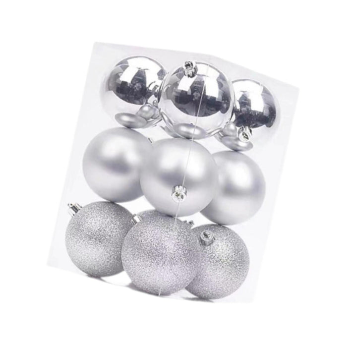 Crofta 12Pcs Christmas Ball Ornaments 8cm DIY with Hanging String Hanging Ornaments Silver