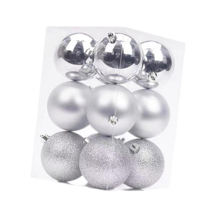 Crofta 12Pcs Christmas Ball Ornaments 8cm DIY with Hanging String Hanging Ornaments Silver