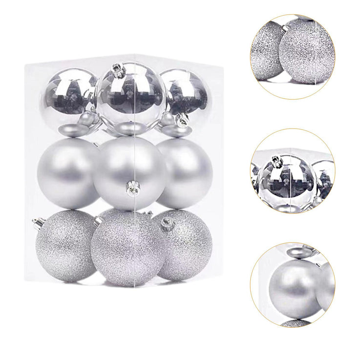 Crofta 12Pcs Christmas Ball Ornaments 8cm DIY with Hanging String Hanging Ornaments Silver