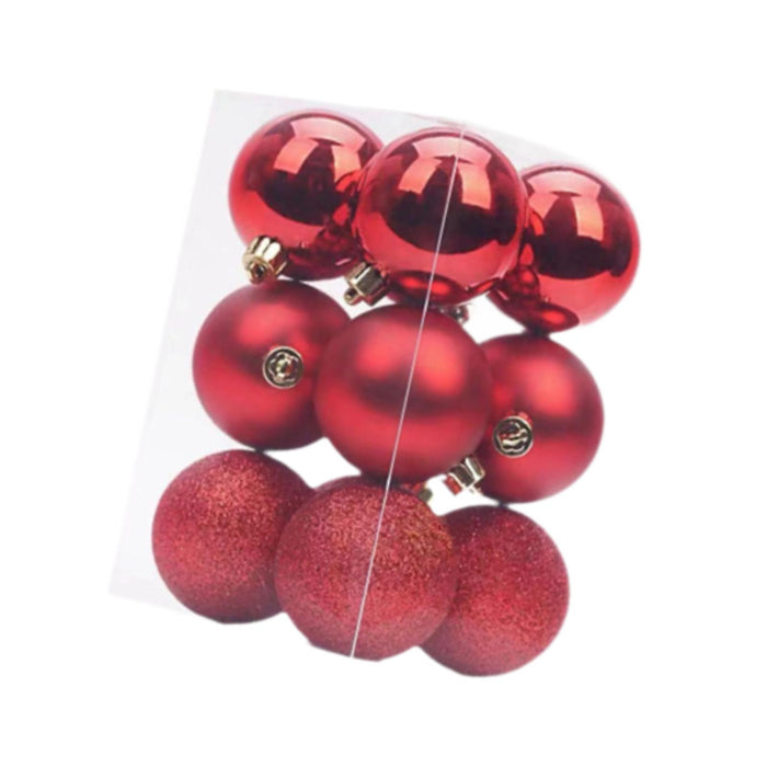 Crofta 12Pcs Christmas Ball Ornaments 8cm DIY with Hanging String Hanging Ornaments Red