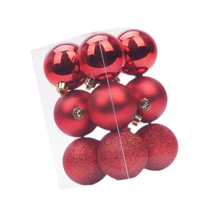 Crofta 12Pcs Christmas Ball Ornaments 8cm DIY with Hanging String Hanging Ornaments Red