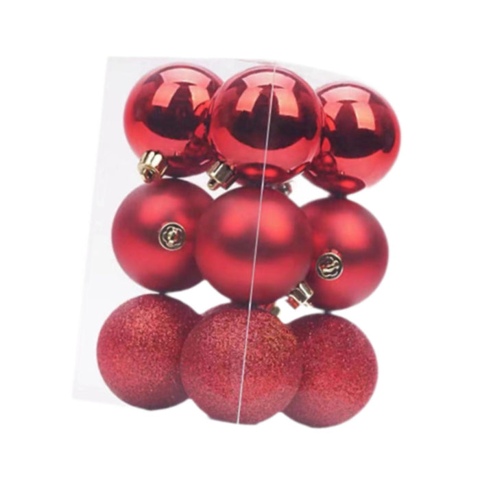 Crofta 12Pcs Christmas Ball Ornaments 8cm DIY with Hanging String Hanging Ornaments Red