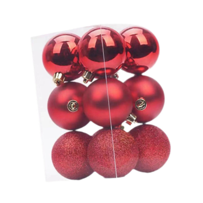 Crofta 12Pcs Christmas Ball Ornaments 8cm DIY with Hanging String Hanging Ornaments Red