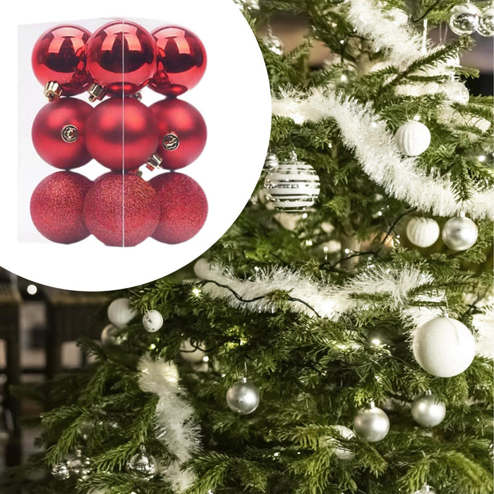 Crofta 12Pcs Christmas Ball Ornaments 8cm DIY with Hanging String Hanging Ornaments Red