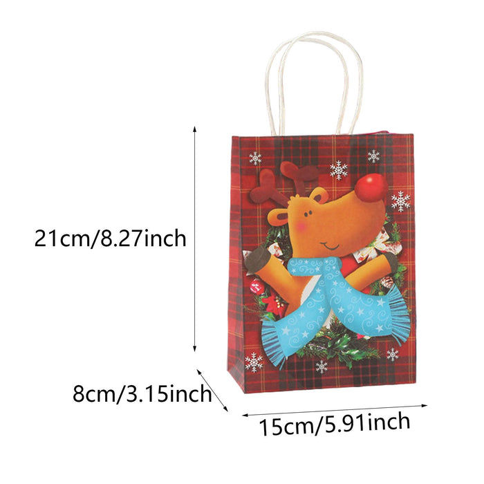 Crofta 12Pcs Christmas Kraft Paper Bags for Kids Holiday Portable Cookie Treats Bag 15cmx8cmx21cm