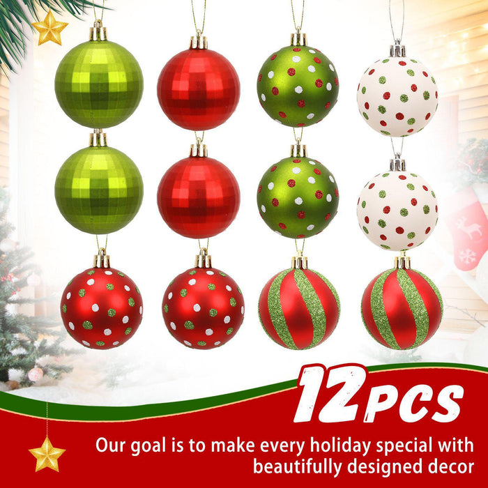 Crofta 12Pcs Christmas Tree Balls Ornaments for Themed Party New Year Shopping Mall Style A