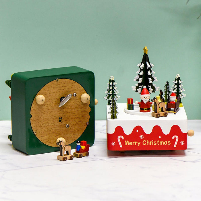 Crofta Wooden Christmas Music Box Rotating Musical Box for Graduation Festival Decor Green Castle