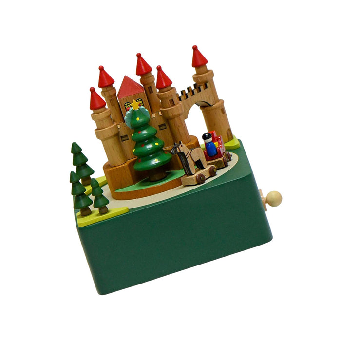 Crofta Wooden Christmas Music Box Rotating Musical Box for Graduation Festival Decor Green Castle