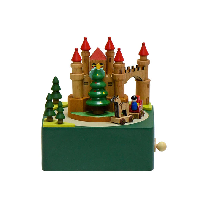 Crofta Wooden Christmas Music Box Rotating Musical Box for Graduation Festival Decor Green Castle