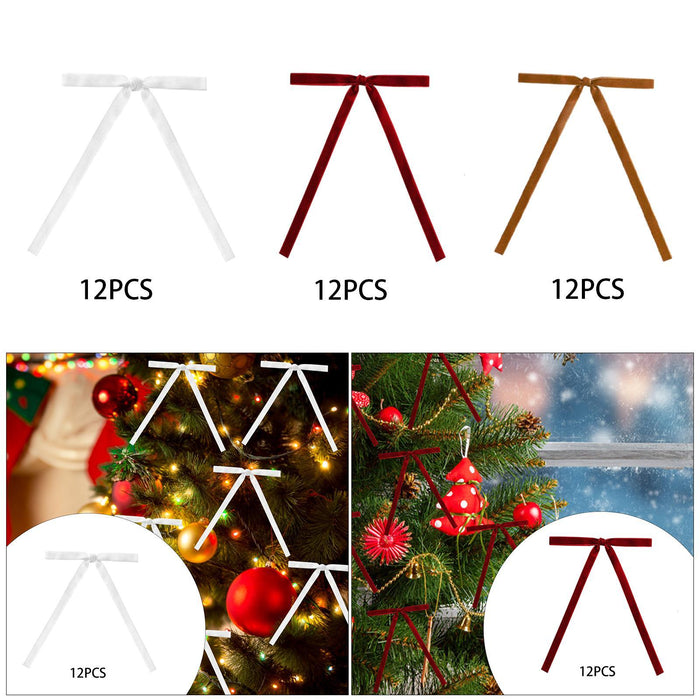 Crofta 12 Pieces Twist Tie Bows Christmas Tree Decoration for Cake Treat Bags Party White