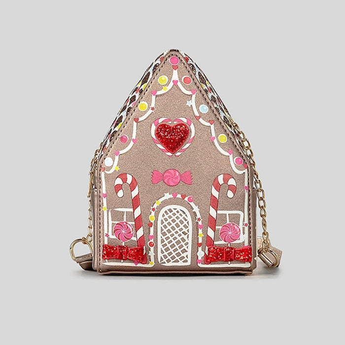 Crofta Christmas Gingerbread House Shoulder Bag Pouch for Commuting Birthday Summer