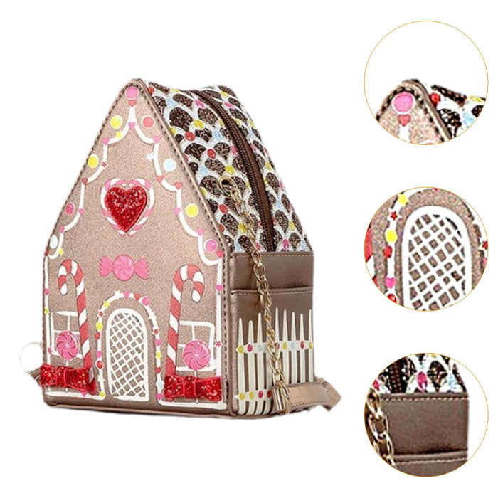 Crofta Christmas Gingerbread House Shoulder Bag Pouch for Commuting Birthday Summer