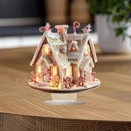 Crofta Xmas Gingerbread House Statue Christmas Decoration for Winter Display Indoor