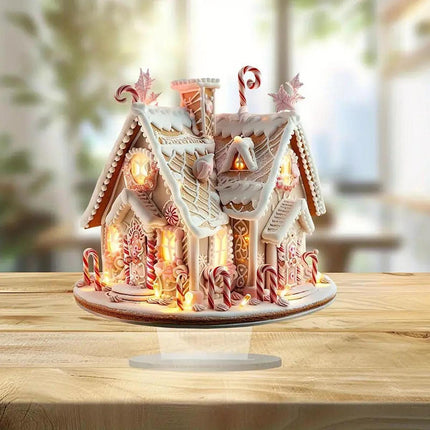 Crofta Xmas Gingerbread House Statue Christmas Decoration for Winter Display Indoor