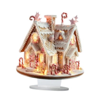 Crofta Xmas Gingerbread House Statue Christmas Decoration for Winter Display Indoor