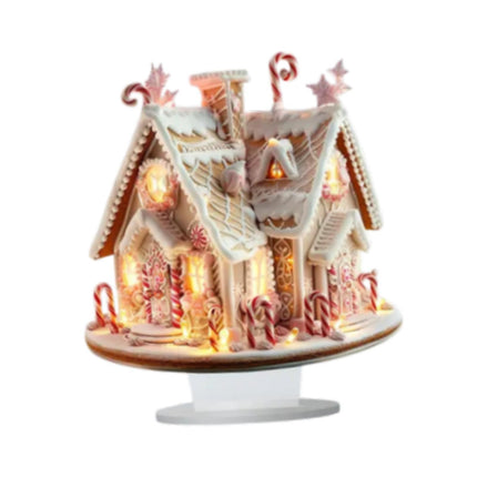 Crofta Xmas Gingerbread House Statue Christmas Decoration for Winter Display Indoor