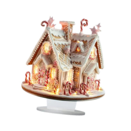 Crofta Xmas Gingerbread House Statue Christmas Decoration for Winter Display Indoor