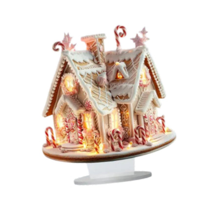 Crofta Xmas Gingerbread House Statue Christmas Decoration for Winter Display Indoor