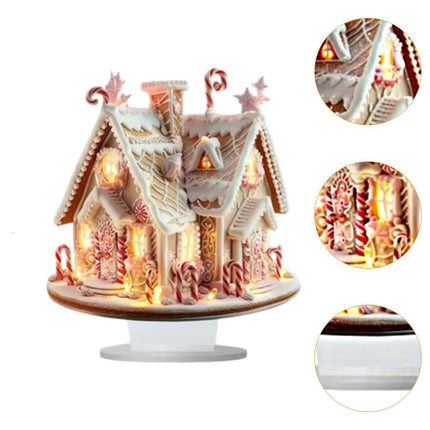 Crofta Xmas Gingerbread House Statue Christmas Decoration for Winter Display Indoor