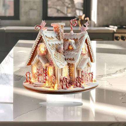 Crofta Xmas Gingerbread House Statue Christmas Decoration for Winter Display Indoor