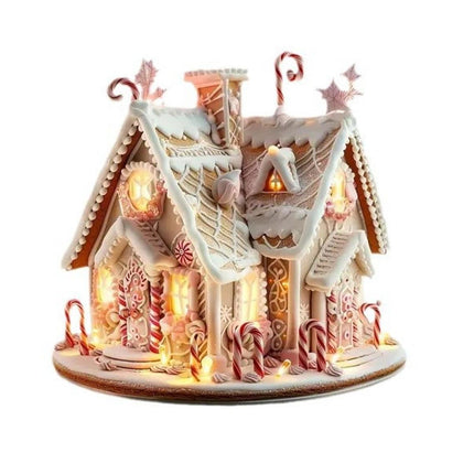 Crofta Xmas Gingerbread House Statue Christmas Decoration for Winter Display Indoor