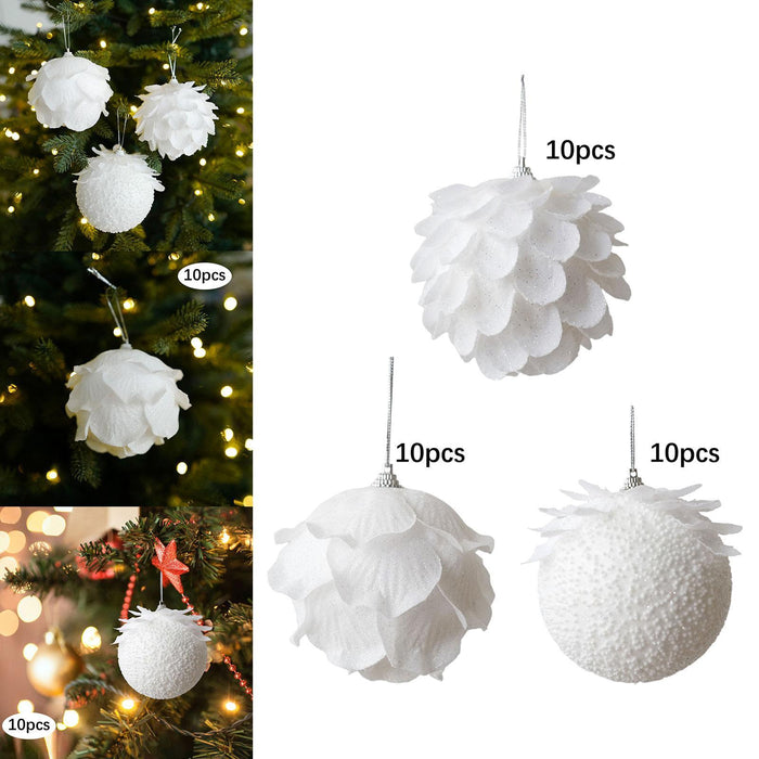 Crofta 10Pcs Christmas Balls Ornaments Charm Pendants for Holiday New Year Wedding Petals