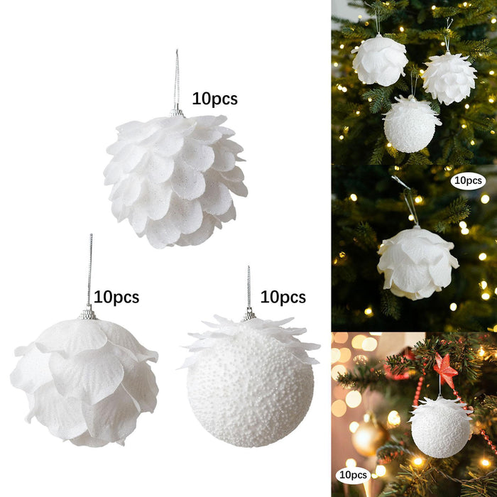 Crofta 10Pcs Christmas Balls Ornaments Charm Pendants for Holiday New Year Wedding Petals