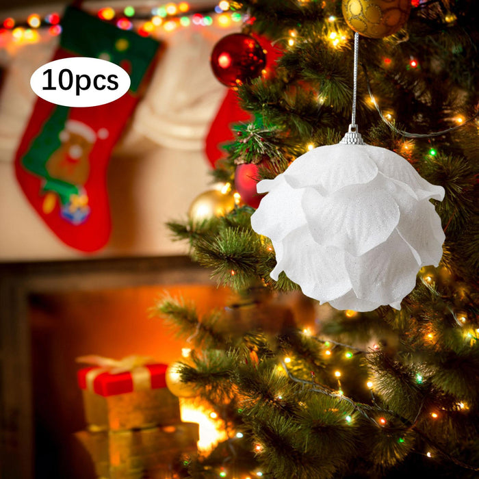 Crofta 10Pcs Christmas Balls Ornaments Charm Pendants for Holiday New Year Wedding Buds