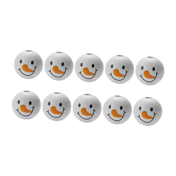 Crofta 10x Christmas Snowman Wooden Beads Snowman Beads Lightweight DIY Craft Beads