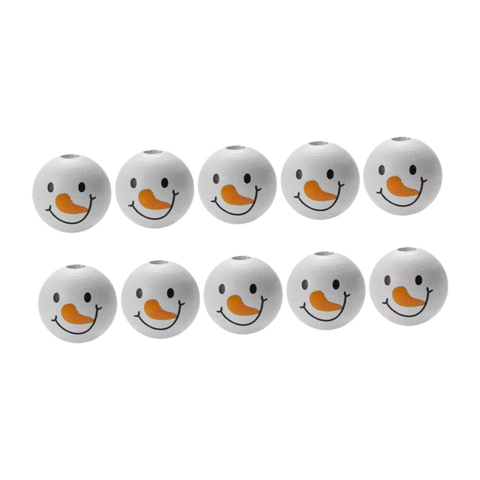 Crofta 10x Christmas Snowman Wooden Beads Snowman Beads Lightweight DIY Craft Beads