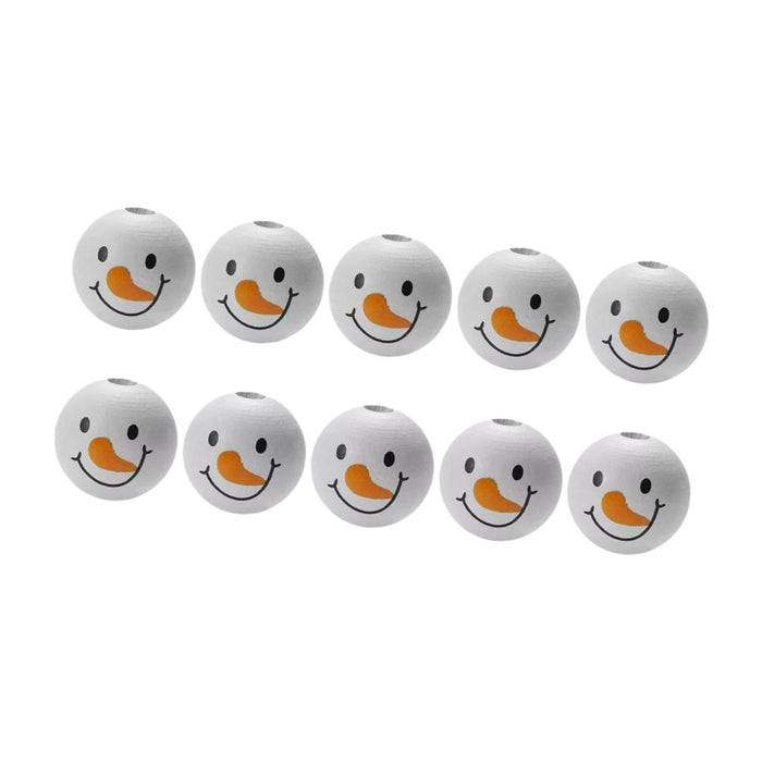 Crofta 10x Christmas Snowman Wooden Beads Snowman Beads Lightweight DIY Craft Beads