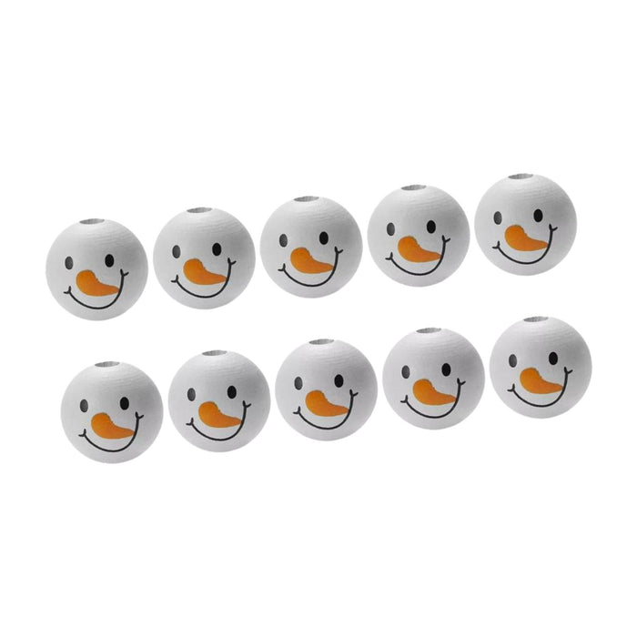 Crofta 10x Christmas Snowman Wooden Beads Snowman Beads Lightweight DIY Craft Beads